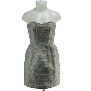 GREYLIN Anthropologie Dress Acrylic Cotton Silver Strapless Women's Size Medium